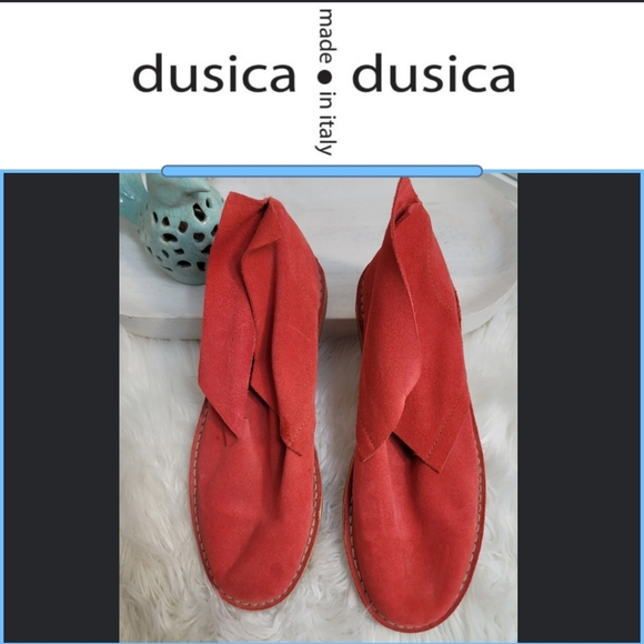 DUSICA•DUSICA ITALIAN SHOES HANDMADE LEATHER SUEDE BOOTS IN BURNT ORANGE SZ: 7 - Picture 1 of 16